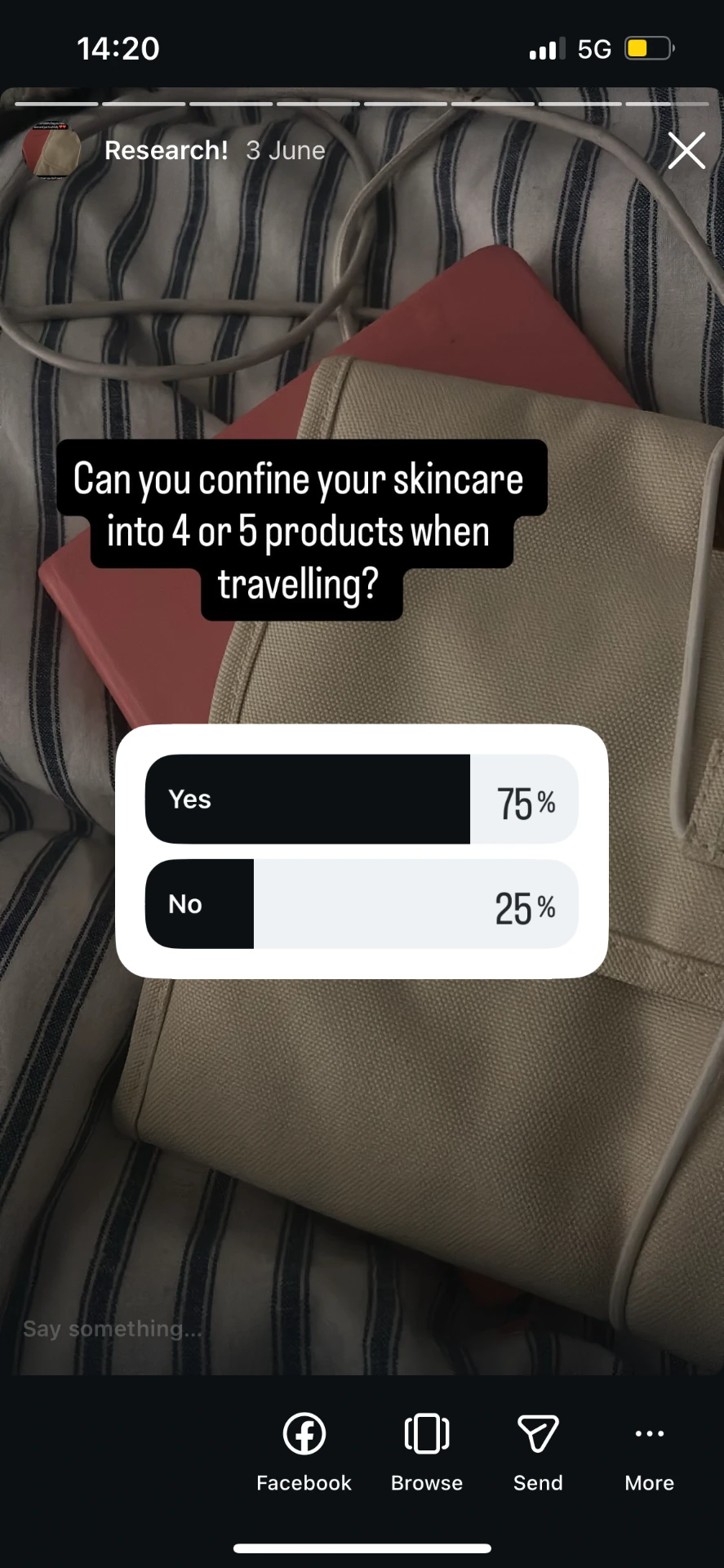 Packing behaviour, unprompted
